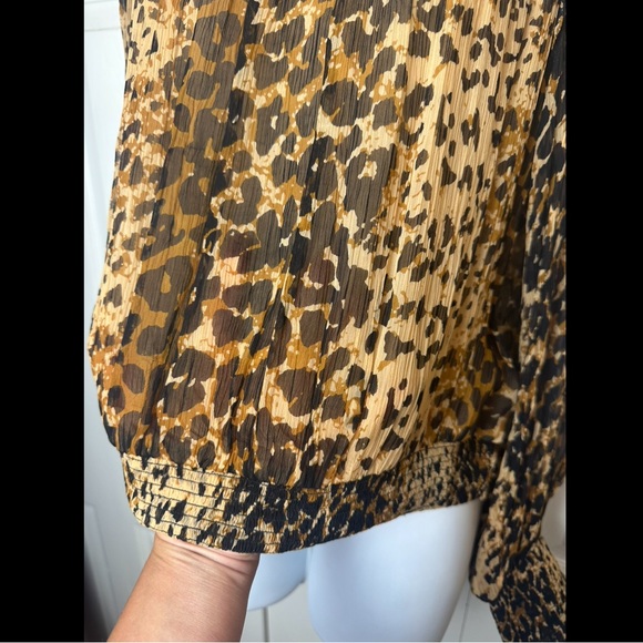 New FREE PEOPLE Roma Ruffle Blouse Top Shirt Leopard Animal Print Semi Sheer NWT - Picture 8 of 15